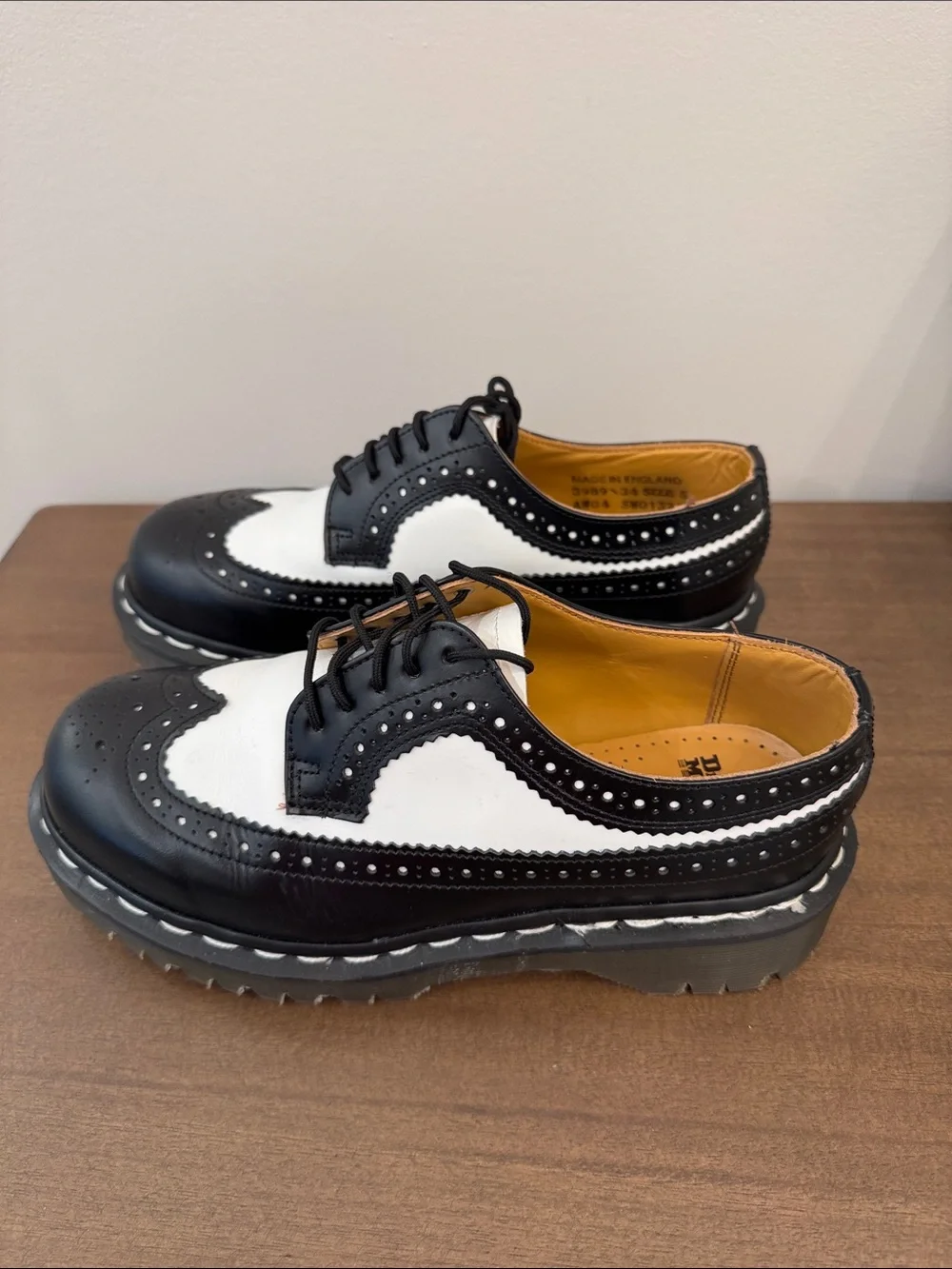 Dr. Martens Made in England OG Black & White Bex Brogue Oxfords
